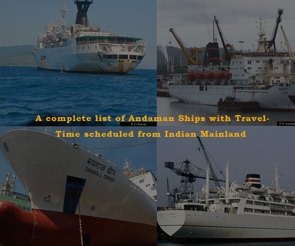 List of Andaman Ships with Travel-Time scheduled from Indian Mainland